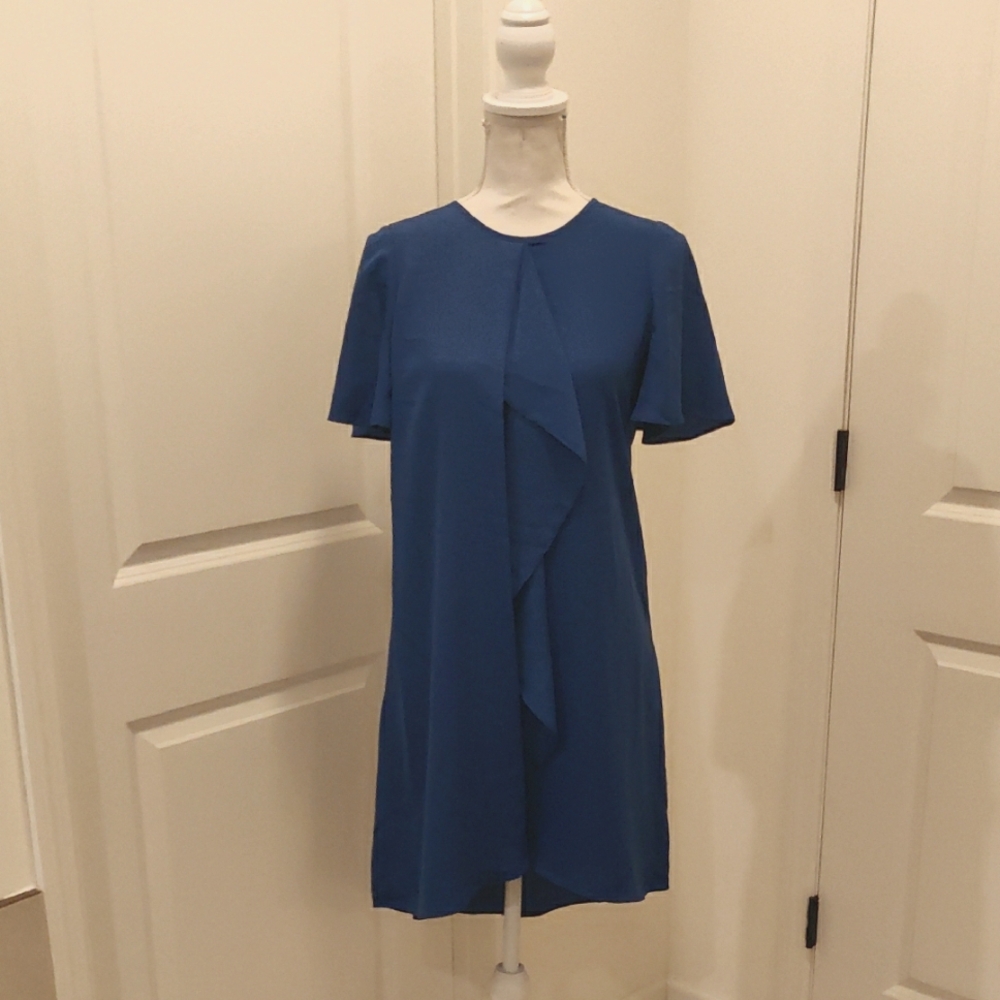 BCBG MAXAZRIA PERRI HIGH LOW ASYMMETRICAL HEM RUFFLE Wrap Elegant Dress XS